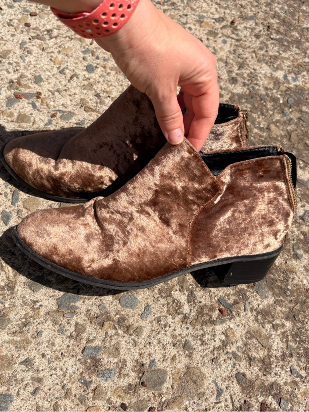 Velvet Brown Women's Ankle Booties - Chic Low Heel